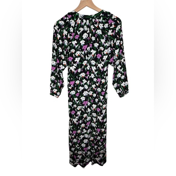 Veronica Beard Cecilia Black Floral Midi Shirt‎ Dress Chic Sophisticated Size 4 - Picture 5 of 10